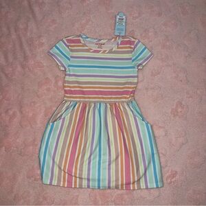 Girls Cat & Jack Size XS 4-5 Colorful Striped Pocket Dress